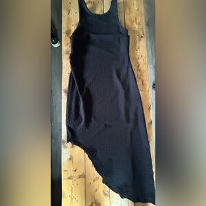 Hi/Lo Black Textured Dress by All:Row